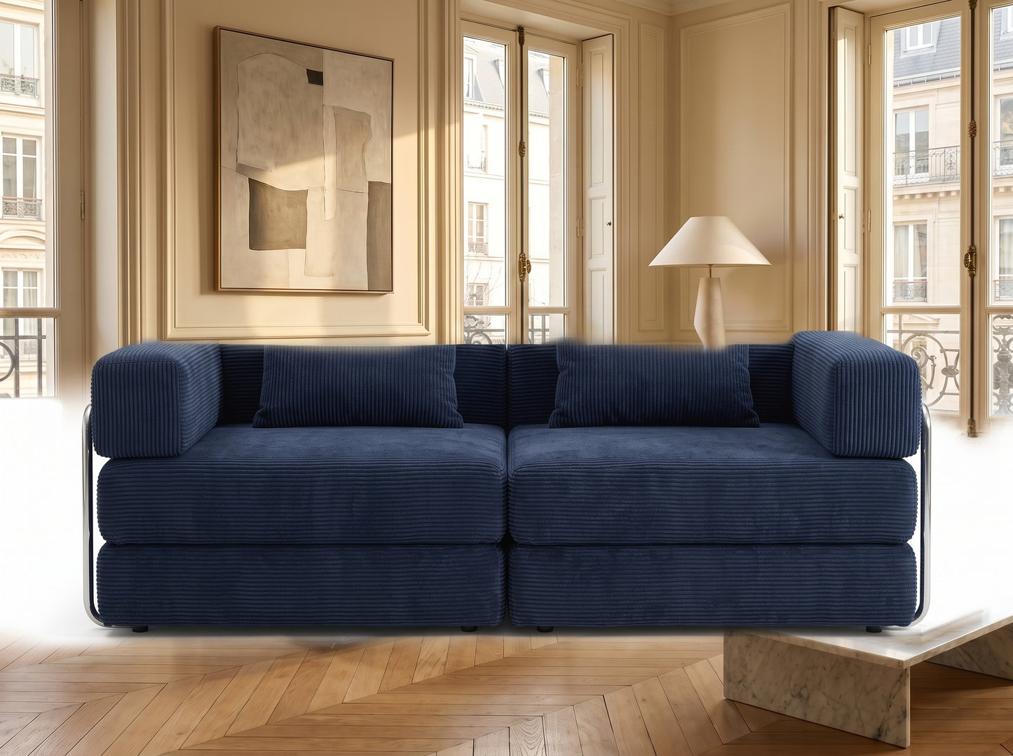 Canapé Compressé Bleu - Le Faubourg Souple
