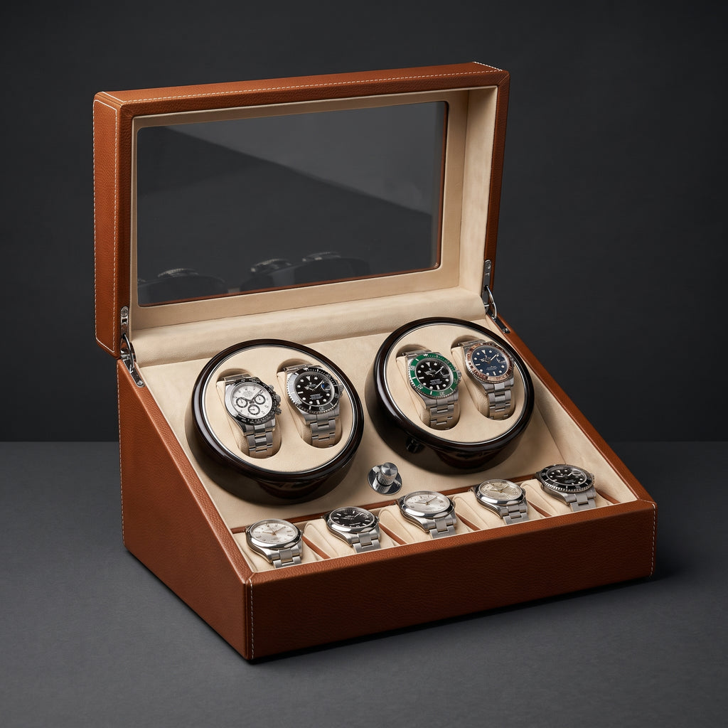 Remontoir Montre Automatique 10 Montres  Édition Master 4+6 Cuir Havane Sellier