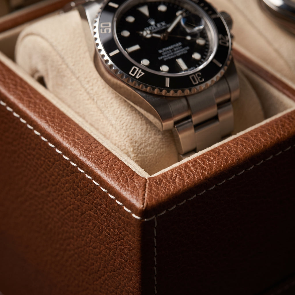 Remontoir Montre Automatique 10 Montres  Édition Master 4+6 Cuir Havane Sellier