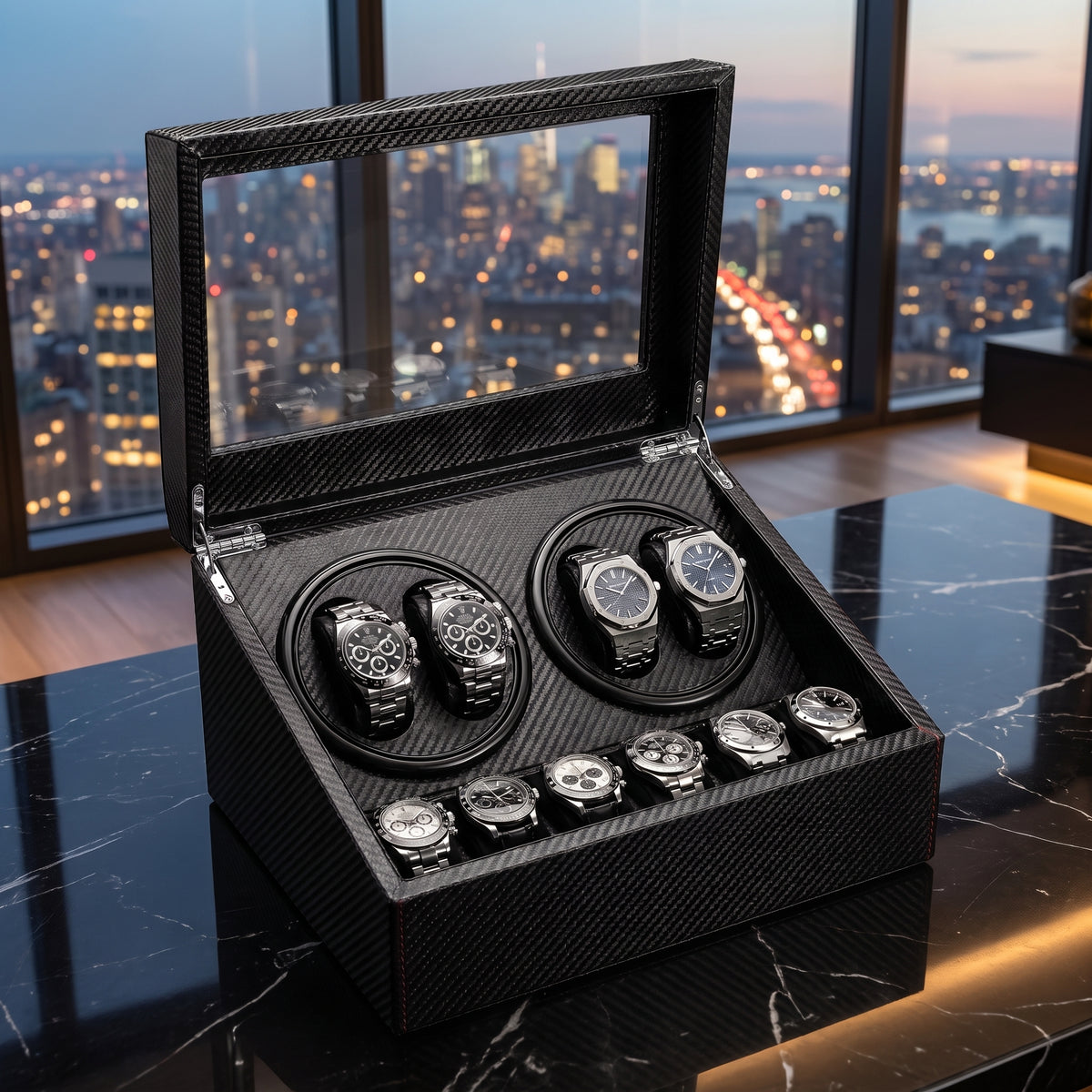 Remontoir Montre Automatique 10 Montres  Édition Master 4+6 Carbone Ardoise