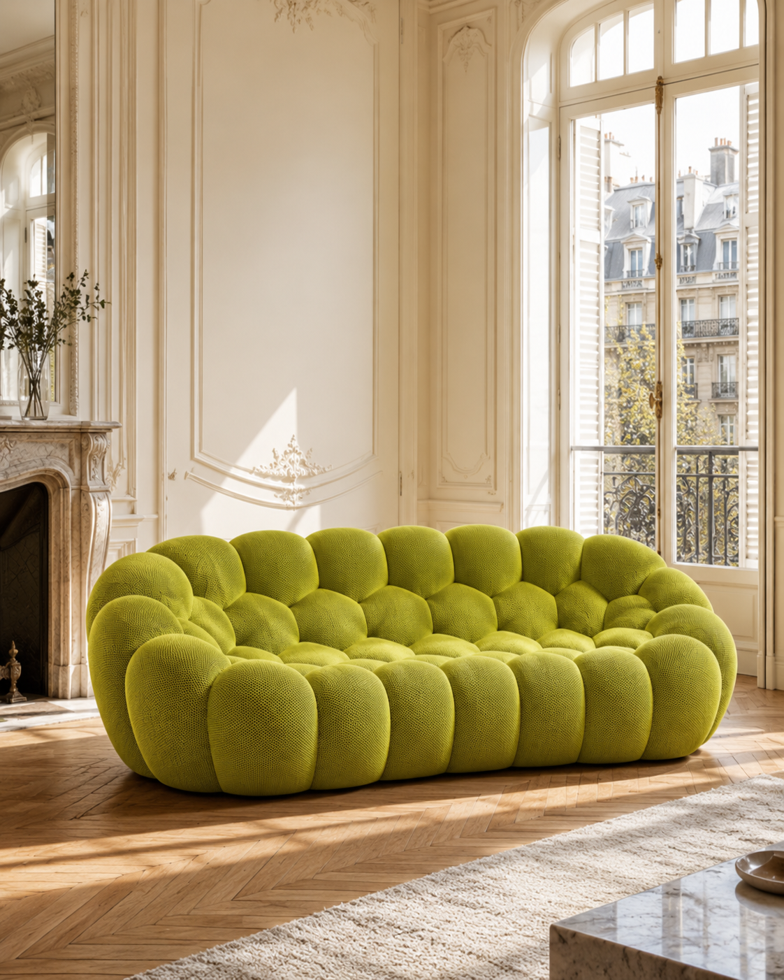 Canapé Bubble Trois Places Vert Olive