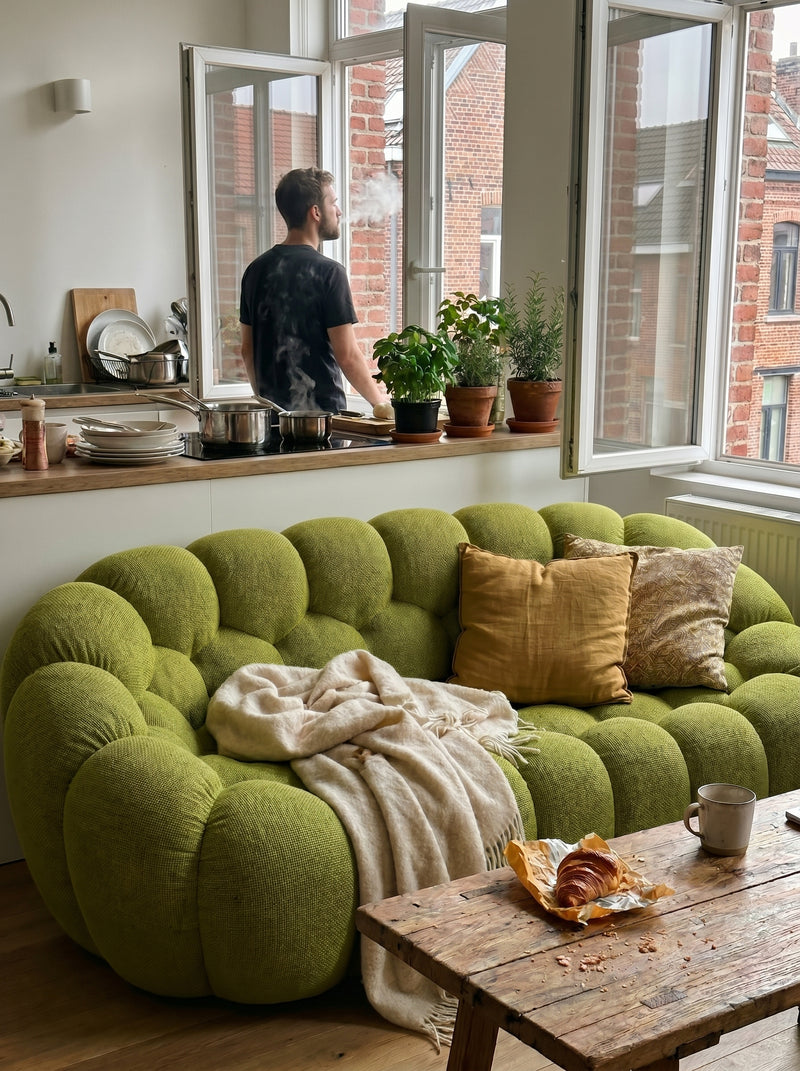 Intérieur avec le canapé Canapé Bubble Trois Places — Vert Olive — Julien F., Lille